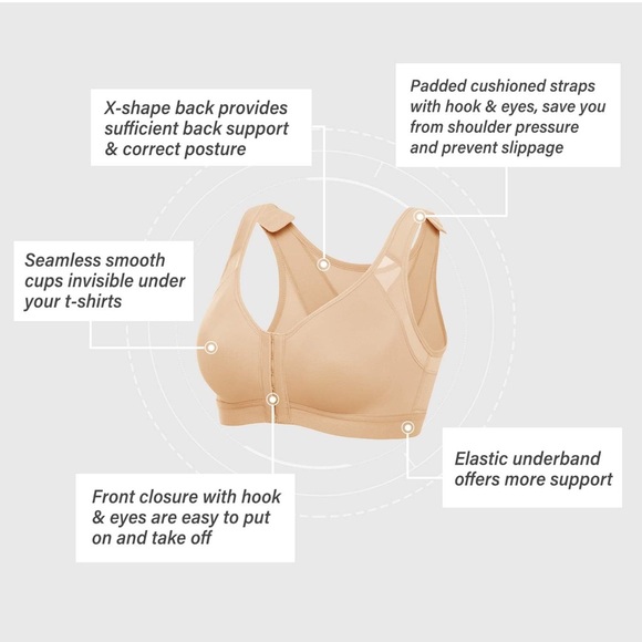 NWT DELIMIRA Front Closure Posture Wireless Back Support Full Coverage Bra, 38 E - Picture 2 of 9